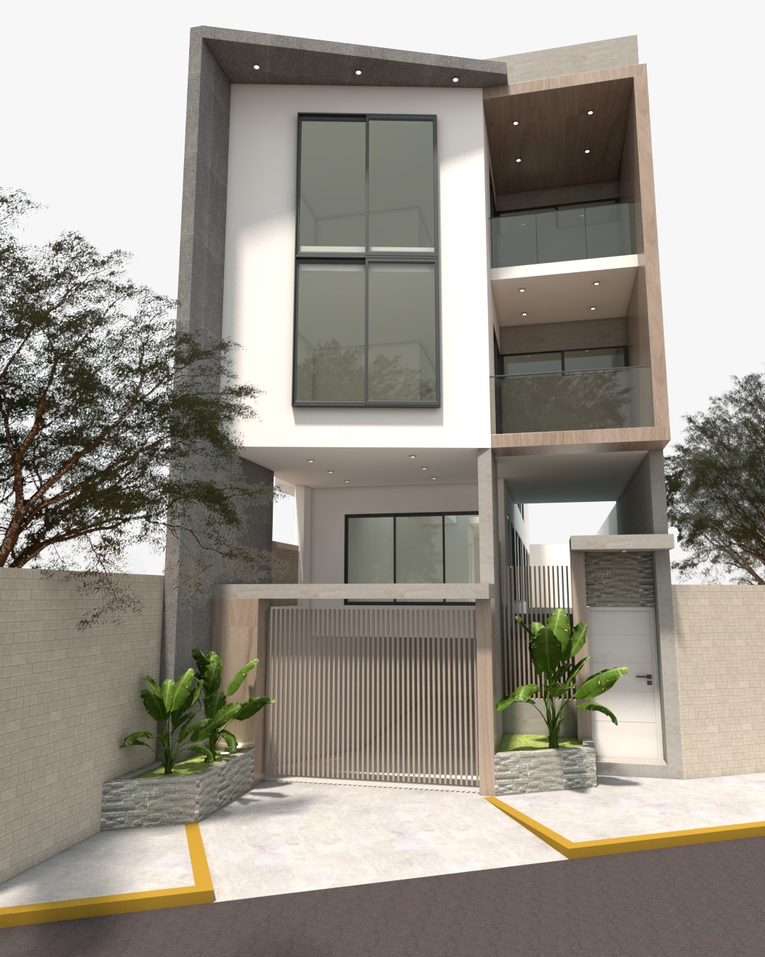 Fachada Principal Iluminada - Vivienda Y-41