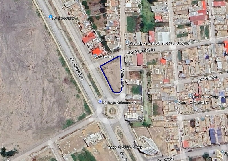 Vista satelital del terreno en esquina - Habilitación Urbana Las Villas del Sol, Chiclayo